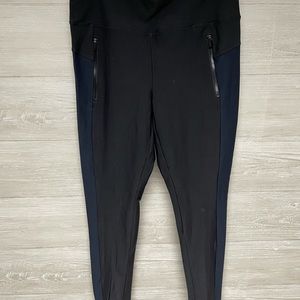 Athleta Black and Navy Side-Panel Leggings
